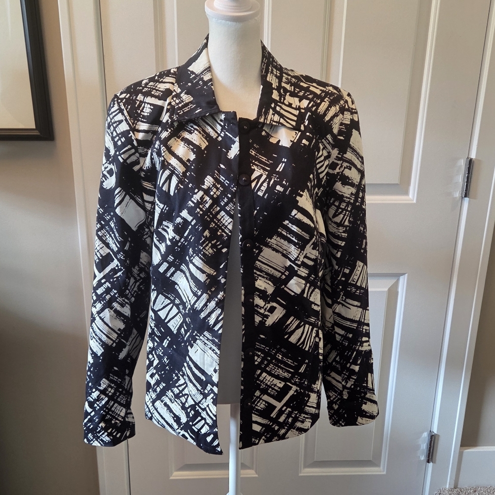 Coldwater Creek Lined Jacket Womens Size 10 Black And White